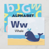 Postale W est pour Baleine - Carte Flash Alphabet (Devant / Derrière)
