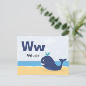 Postale W est pour Baleine - Carte Flash Alphabet (Debout devant)