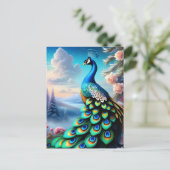 Postale Whimsical Imaginaire Art Rose Garden Peacock carte (Debout devant)