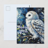 Postale White Owl Moonlight Penser à votre carte de voeux (Devant / Derrière)