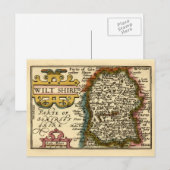 Postale Wiltshire Comté Angleterre Ancien Atlas Carte (Devant / Derrière)