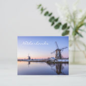 Postale Windmills à un soleil d'hiver sur Holland carte te (Debout devant)