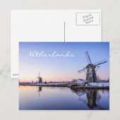 Postale Windmills à un soleil d'hiver sur Holland carte te (Devant / Derrière)