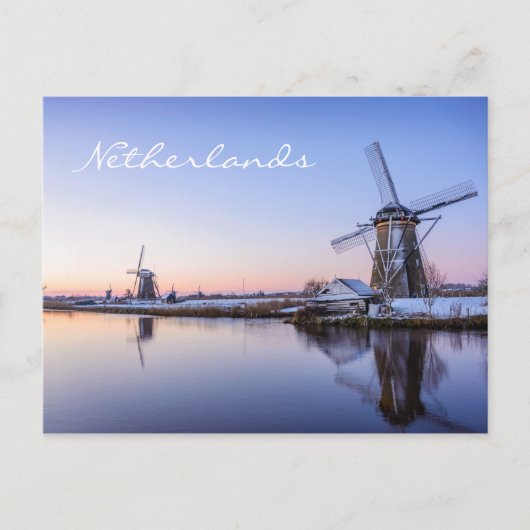 Postale Windmills à un soleil d'hiver sur Holland carte te (Devant)