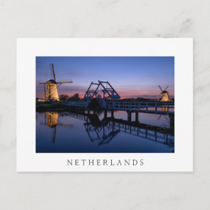 Postale Windmills et pont-levis au coucher du soleil carte
