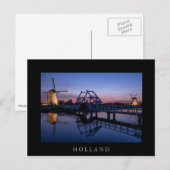 Postale Windmills et pont-levis au coucher du soleil carte (Devant / Derrière)