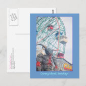 Postale Wonder Wheel with Demon (Coney Is., NY) carte post (Devant / Derrière)