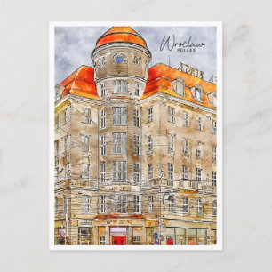 Postale Wroclaw Pologne vintage voyage aquarelle Carte pos