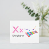 Postale X est pour Xylophone - Carte Flash Alphabet (Debout devant)