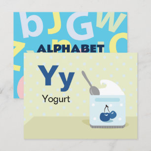Postale Y est pour le yaourt - Carte Flash Alphabet