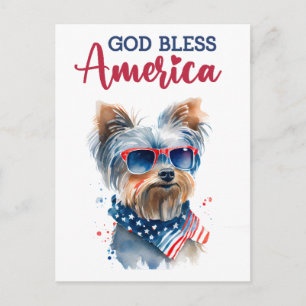Postale Yorkie patriotique, Dieu bénisse l'Amérique Carte