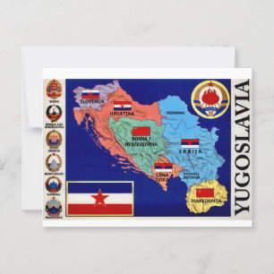 Postale Yougoslavie colorée carte vintage