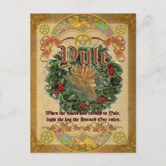 Postale Yule Winter Solstice Pagan Imaginaire Art Carte po (Devant)