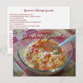 Postale Yummo Shrimp Gumbo Recette Carte (Devant / Derrière)