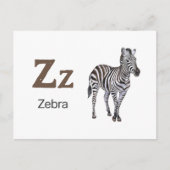 Postale Z est pour Zebra - Carte Flash Alphabet (Devant)