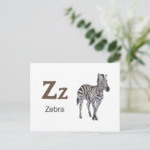 Postale Z est pour Zebra - Carte Flash Alphabet (Debout devant)