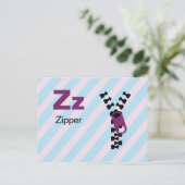 Postale Z est pour Zipper - Carte Flash Alphabet (Debout devant)