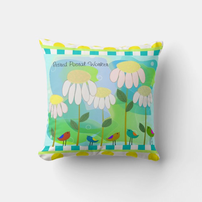 Postarbeider Daisies Pillow in ruste Kussen (Voorkant)