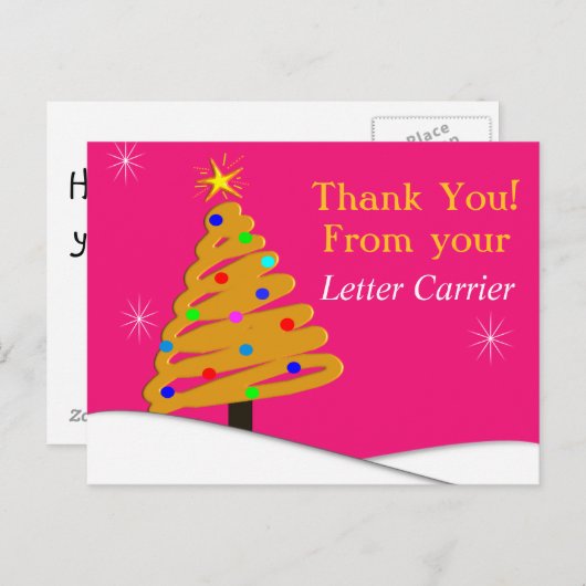 Postbode BEDANKT KAARTEN Roze (Voorkant / Achterkant)