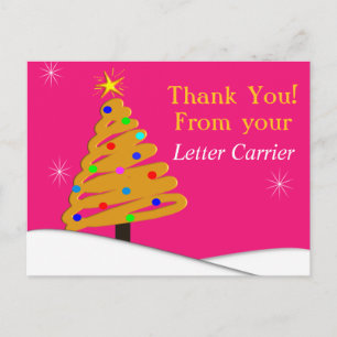 Postbode BEDANKT KAARTJES Roze Briefkaart