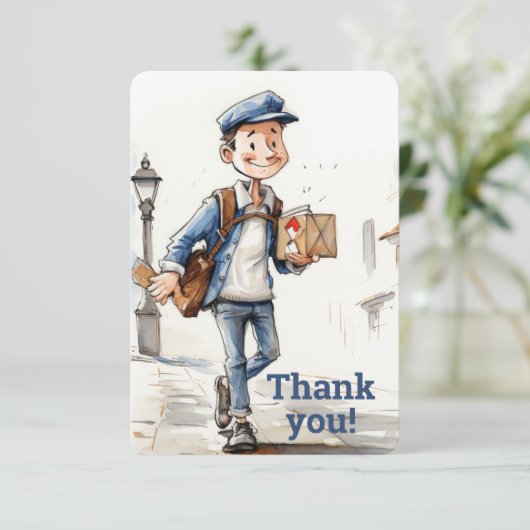 postbode briefdrager bedankkaart (Staand voorkant)