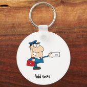 Postbode cartoon mascot gepersonaliseerd sleutelhanger (Voorkant)