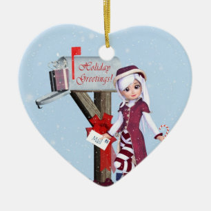 Postbode Elf Mailbox en Gifts Ornament