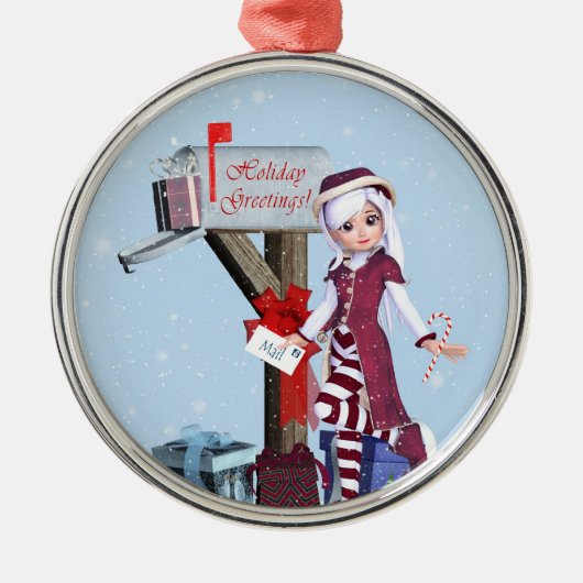 Postbode Elf Mailbox en Gifts Ornament (Voorkant)
