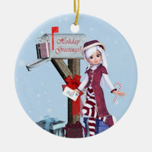 Postbode Elf Mailbox en Gifts Ornament