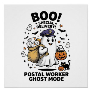 Postbode Geest Modus Halloween Bezorging Design Perfect Poster