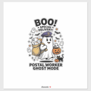 Postbode Geest Modus Halloween Bezorgontwerp Sticker