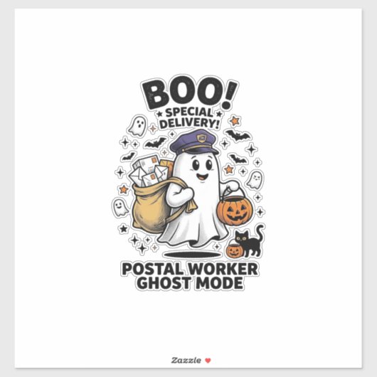 Postbode Geest Modus Halloween Bezorgontwerp Sticker (Vel)