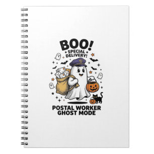 Postbode Geest Modus Halloween Levering Design Notitieboek