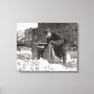 Postbode in de Sneeuw, 1922 Canvas Afdruk