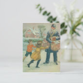Postbode & Kinderen Briefkaart (Staand voorkant)