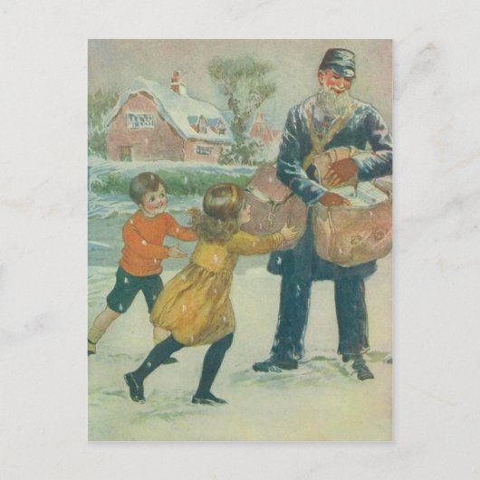 Postbode & Kinderen Briefkaart (Voorkant)