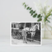 postbode met paard en buggy postwagen briefkaart (Staand voorkant)