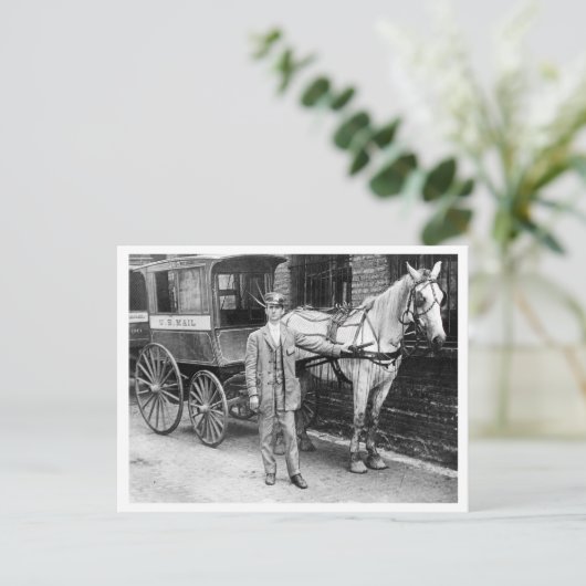  postbode met paard en buggy postwagen briefkaart (Staand voorkant)