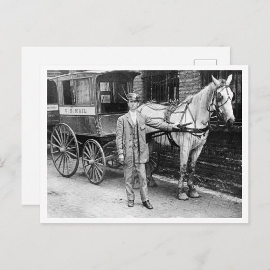 postbode met paard en buggy postwagen briefkaart (Voorkant / Achterkant)