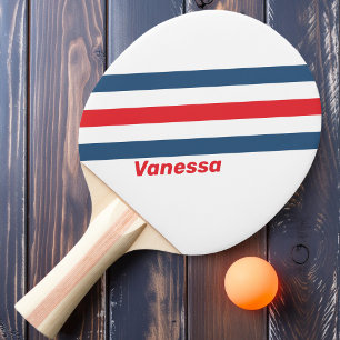 Postbode Nostalgische Strepen met Naam Tafeltennisbatje