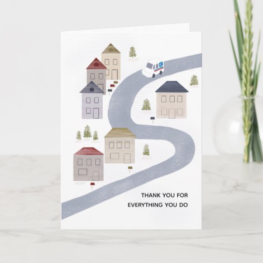 Postbode Post Dame Dank U Kerst Winter Scène Kaart (Voorkant)