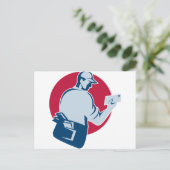 postbode postbestelling postenvelopretro briefkaart (Staand voorkant)