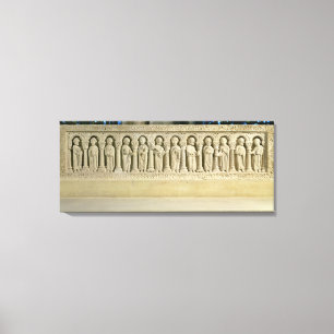 postboten onder Arcades, carved relief, c.1150 (st Canvas Afdruk