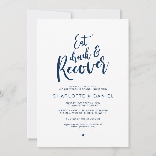 Postbruiloft Brunch, Eat, Drink en Recover Kaart (Voorkant)