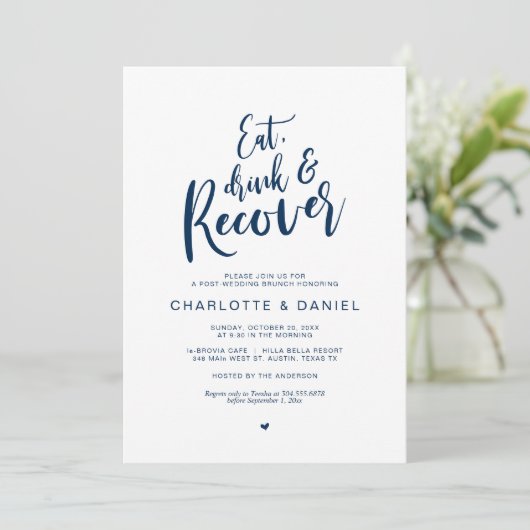 Postbruiloft Brunch, Eat, Drink en Recover Kaart (Staand voorkant)