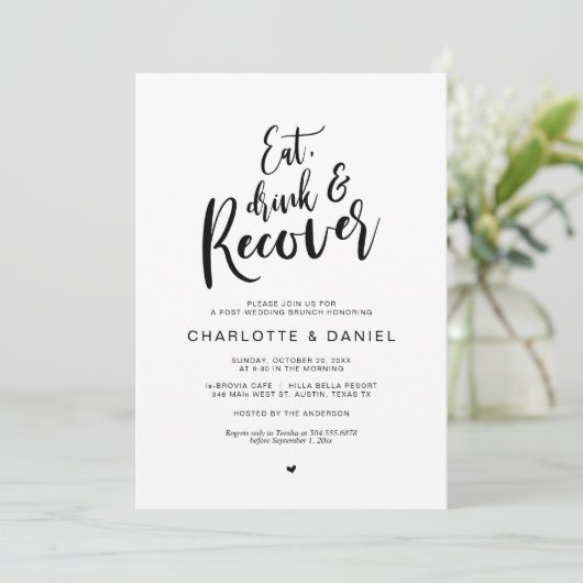 Postbruiloft, eet, Drink en Recover Brunch Kaart (Staand voorkant)