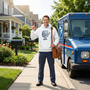 Postbus Mascotte Gelukkig Blauw Postkarakter Hoodie