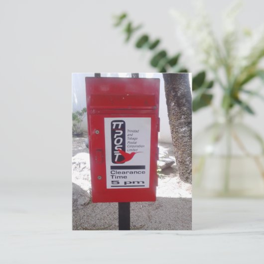 Postbus (Postbus) in Trinidad en Tobago Briefkaart (Staand voorkant)