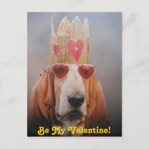 Postcard Basset Hound King, ben mijn Valentijn Feestdagenkaart