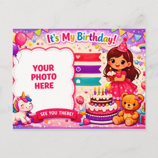 Postcard Birthday Invitation (Devant)